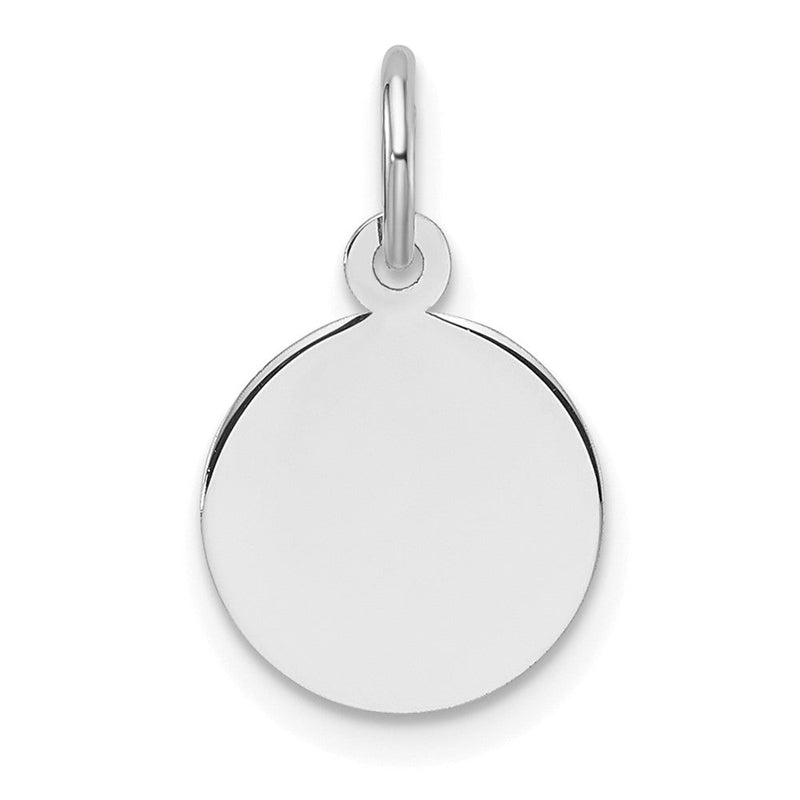 14K Weißgold Schlicht Rund Gravierbar Plättchen Charm
