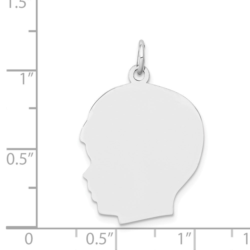 14K Weißgold 14K Weiß Schlicht Groß.011 Depth Zugewandt Left Gravierbar Junge Charm