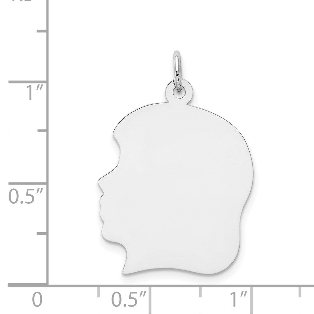 14K Weißgold 14K Weiß Schlicht Groß.011 Depth Zugewandt Left Gravierbar Mädchen Charm