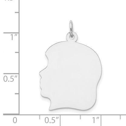 14K Weißgold 14K Weiß Schlicht Groß.011 Depth Zugewandt Left Gravierbar Mädchen Charm