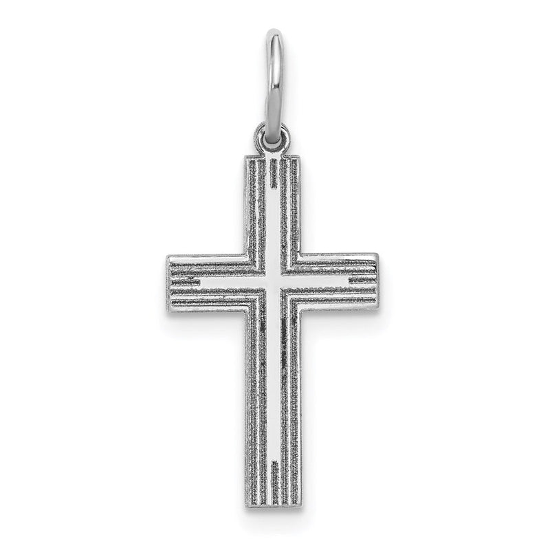 14K Weißgold 14K Weißgold Massiv Lasergraviert Geätzt Kreuz Anhänger
