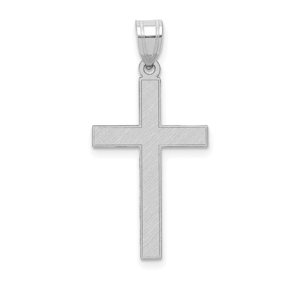 14K Weißgold Latein-Kreuz-Anhänger mit florentinisch-satinierter Oberfläche