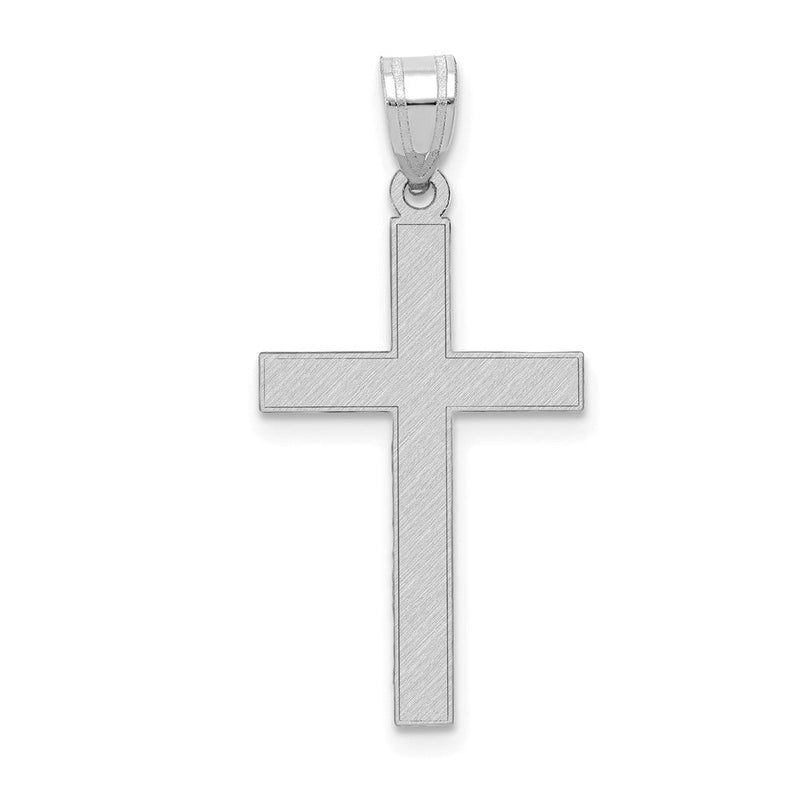 14K Weißgold Latein-Kreuz-Anhänger mit florentinisch-satinierter Oberfläche