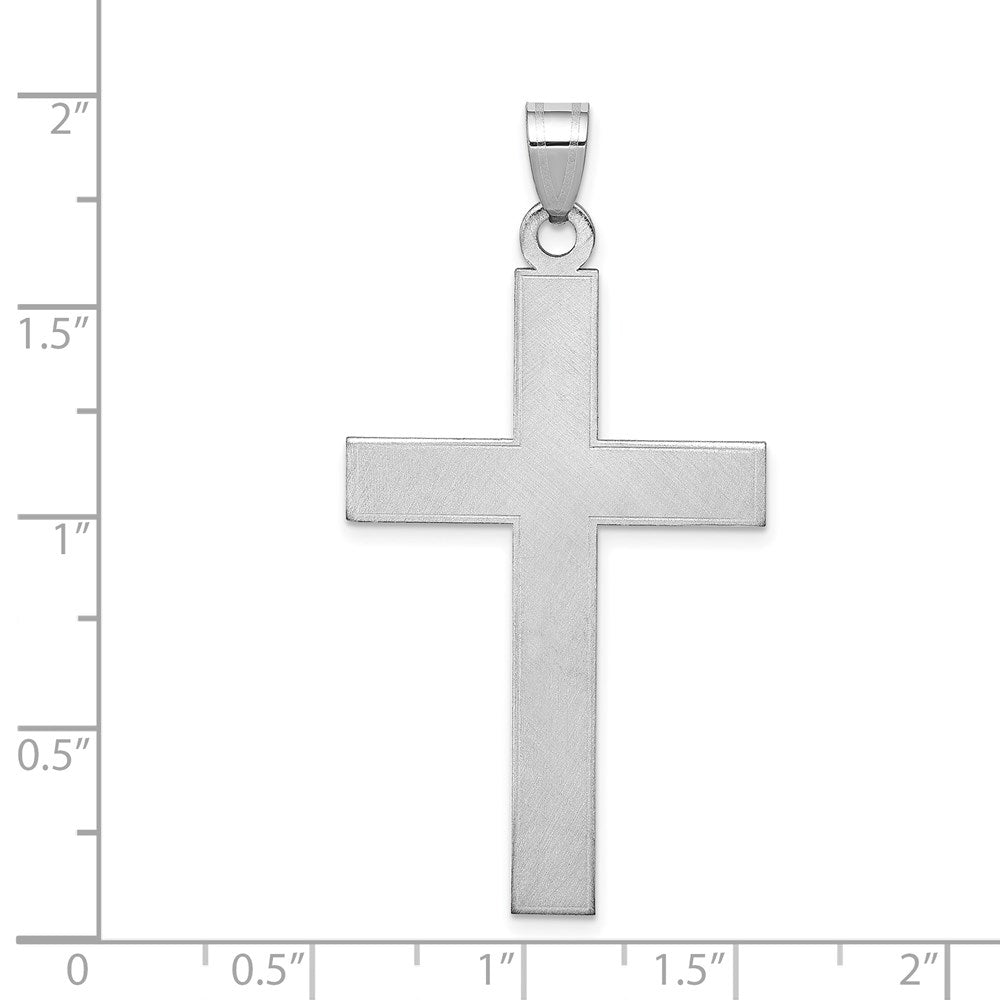 14K Weißgold Kreuzanhänger mit Florentiner Satinfinish