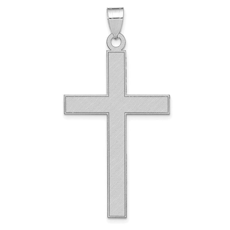 14K Weißgold Kreuzanhänger mit Florentiner Satinfinish