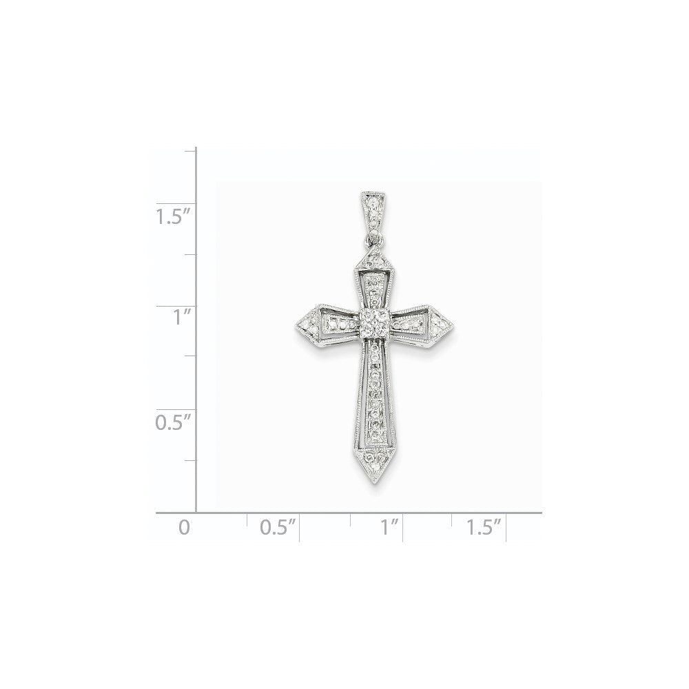 14K Weißgold Diamant-Passionskreuz-Anhänger