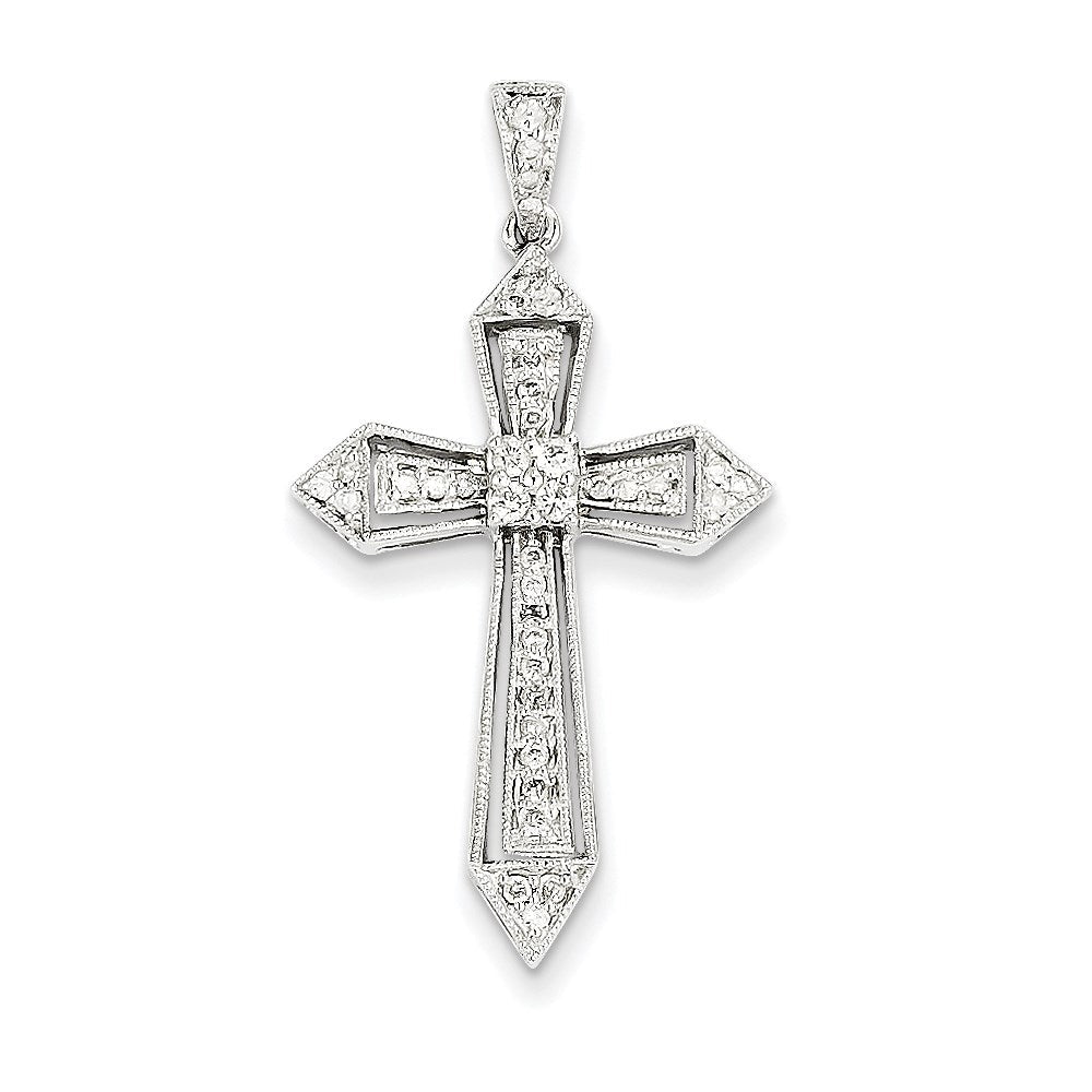 14K Weißgold Diamant-Passionskreuz-Anhänger