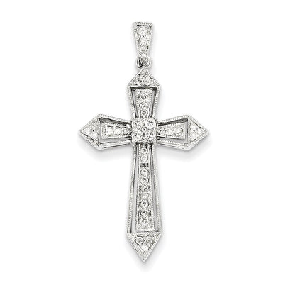 14K Weißgold Diamant-Passionskreuz-Anhänger
