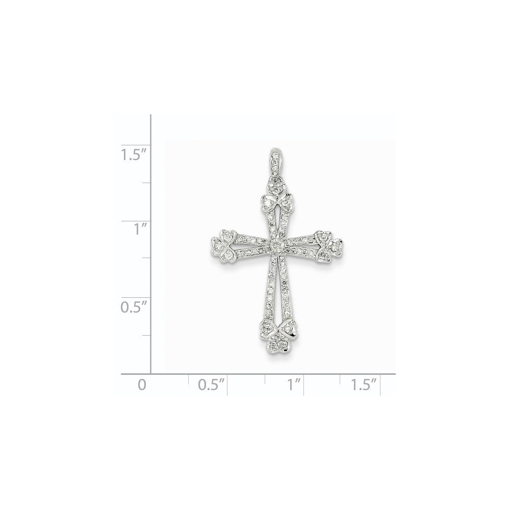 14K Weißgold Diamant-Kreuz-Anhänger