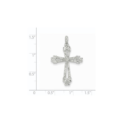 14K Weißgold Diamant-Kreuz-Anhänger