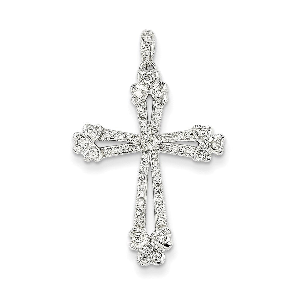 14K Weißgold Diamant-Kreuz-Anhänger