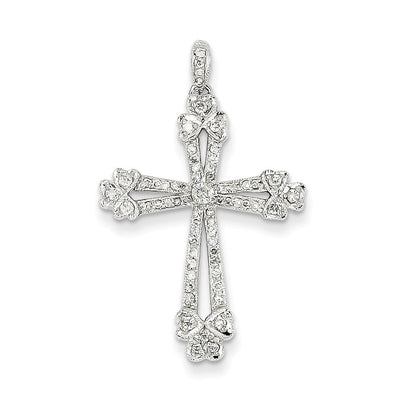 14K Weißgold Diamant-Kreuz-Anhänger