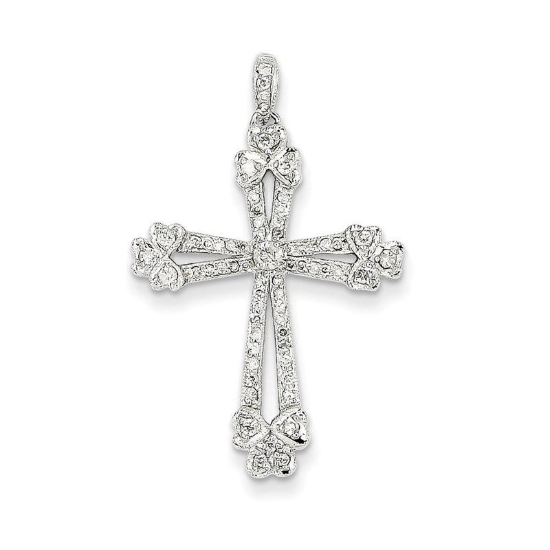 14K Weißgold Diamant-Kreuz-Anhänger
