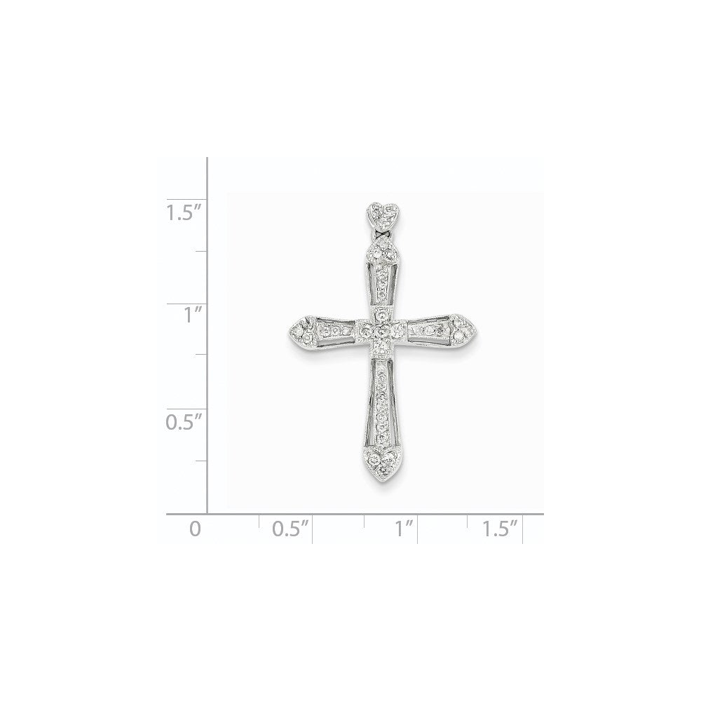 14k Weißgold Diamant-Kreuzanhänger