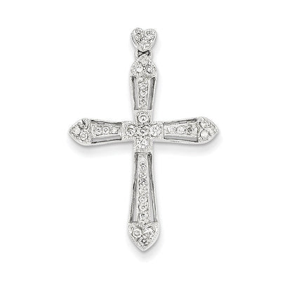 14k Weißgold Diamant-Kreuzanhänger