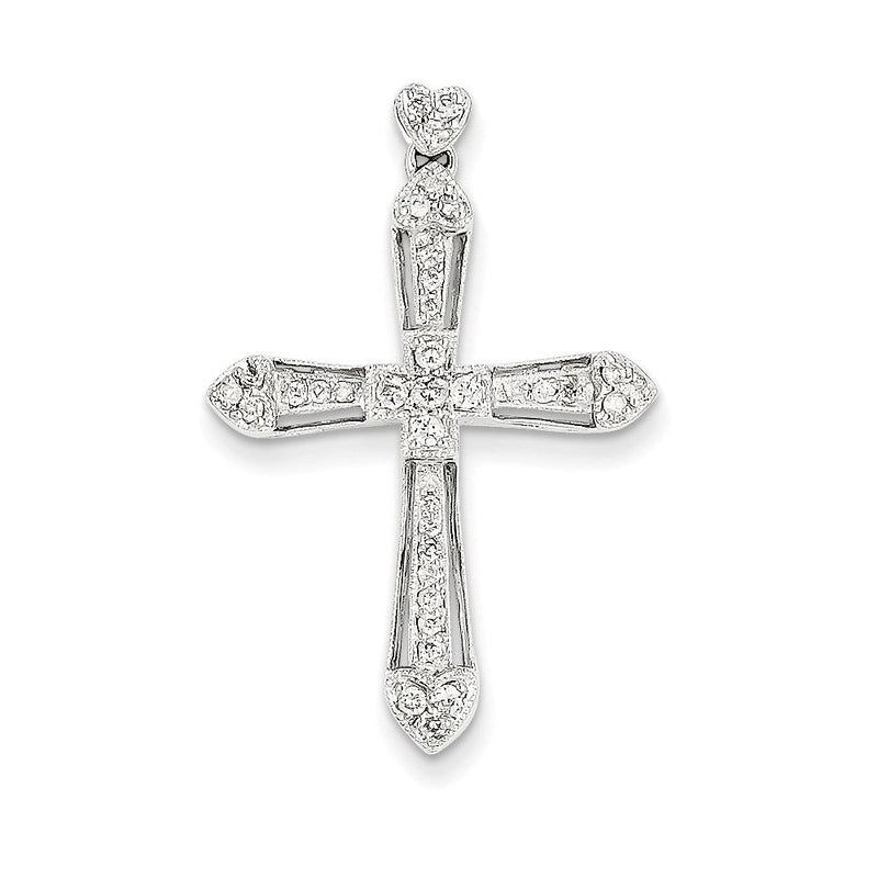 14k Weißgold Diamant-Kreuzanhänger