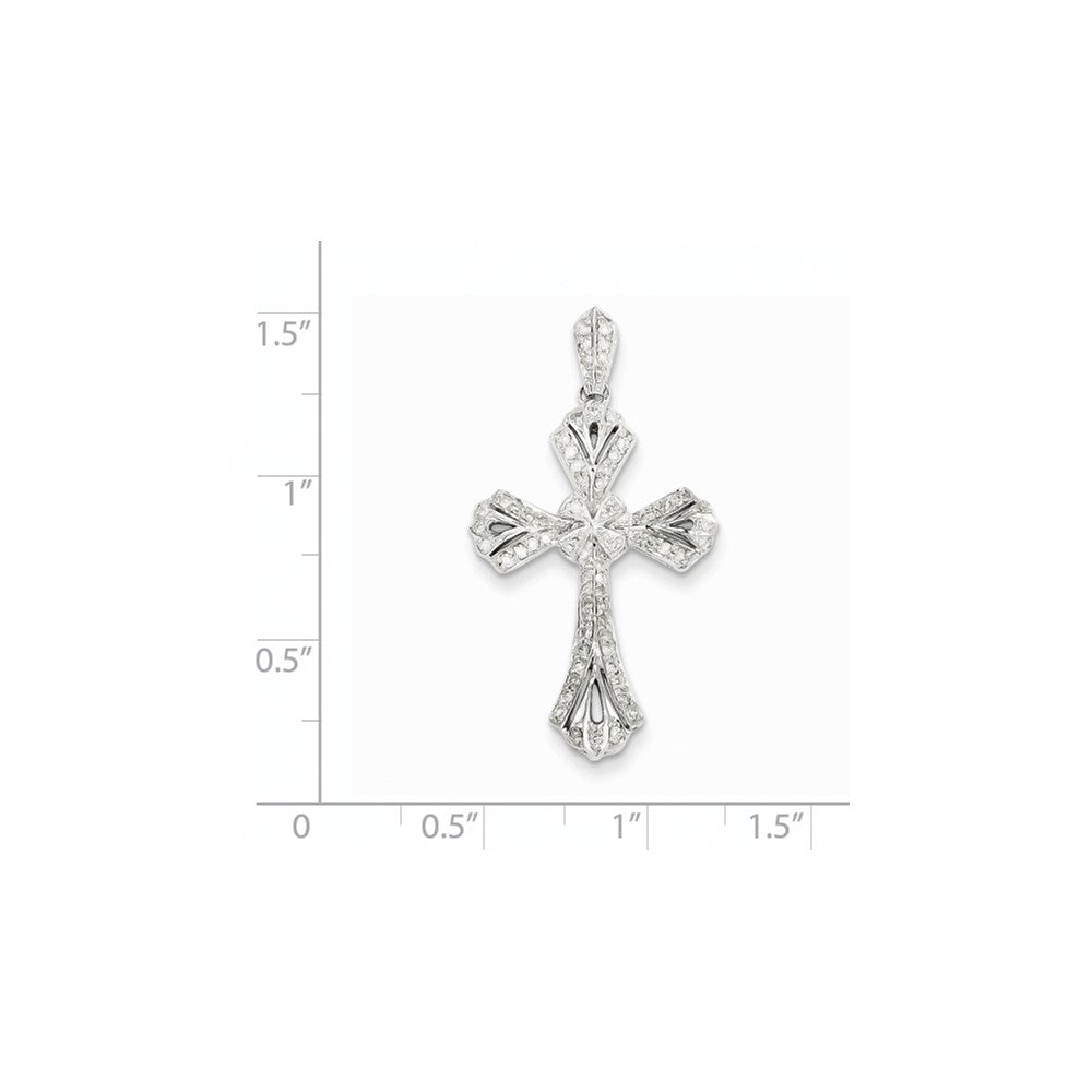 14k Weißgold Diamant-Kreuzanhänger