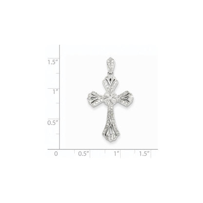 14k Weißgold Diamant-Kreuzanhänger