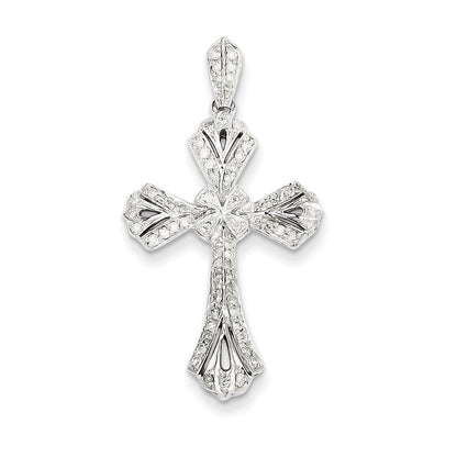 14k Weißgold Diamant-Kreuzanhänger