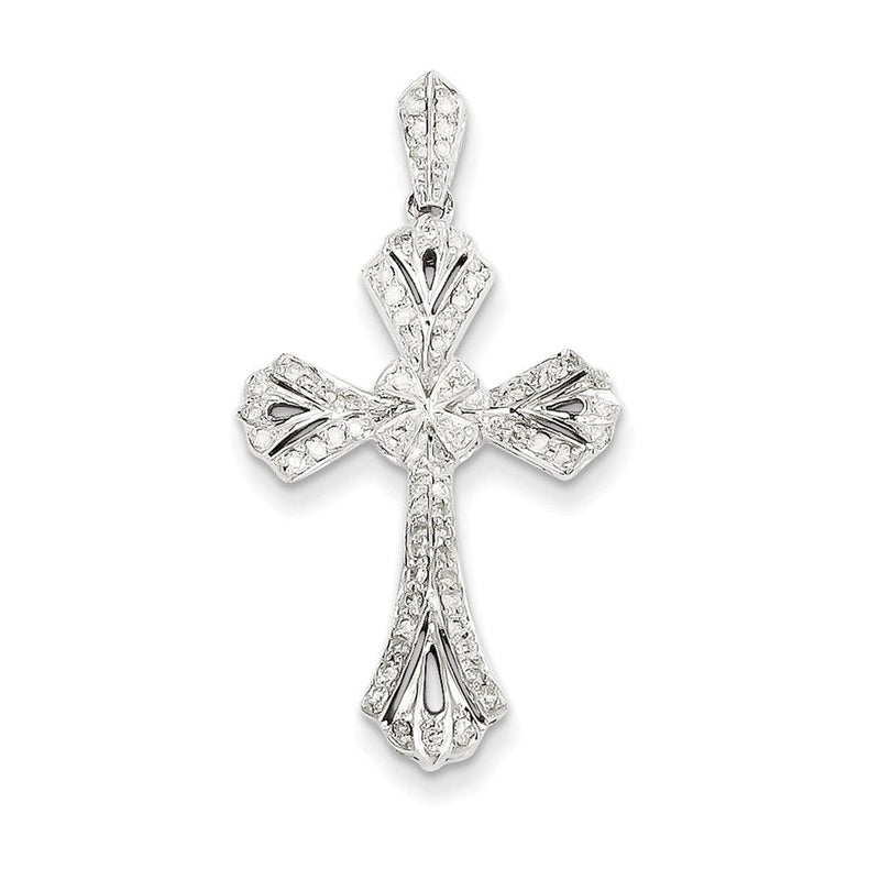 14k Weißgold Diamant-Kreuzanhänger
