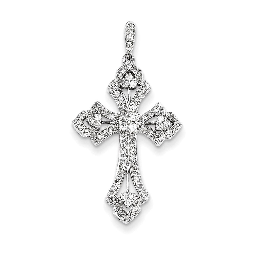 14 K Weißgold Diamant-Kreuz-Anhänger