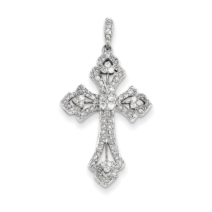 14 K Weißgold Diamant-Kreuz-Anhänger