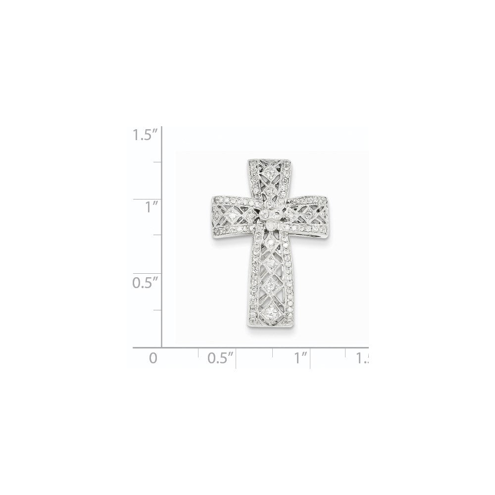 14K Weißgold Diamant-Filigrankreuz-Anhänger
