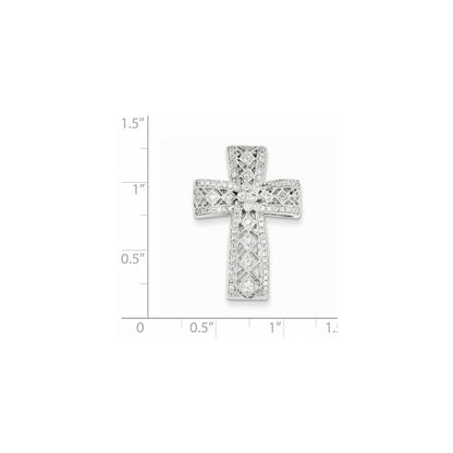 14K Weißgold Diamant-Filigrankreuz-Anhänger