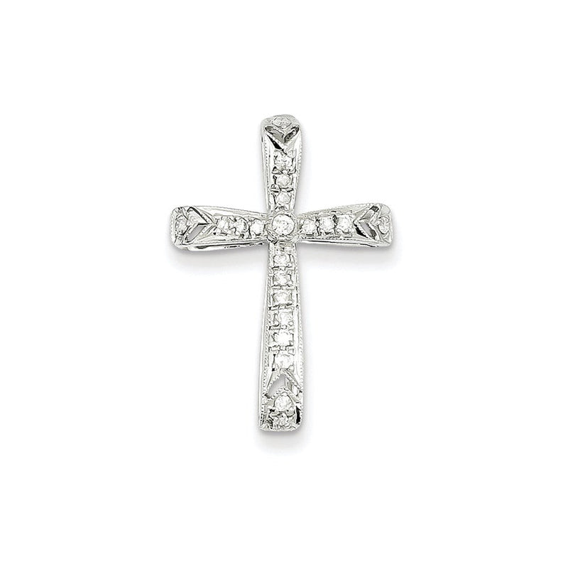 14K Weißgold Diamant-Filigran-Kreuzanhänger