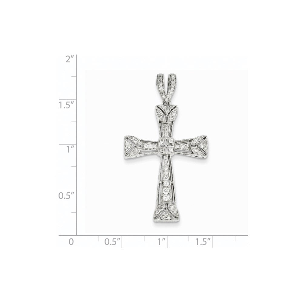 Diamant-Kreuzanhänger mit Filigranmuster aus 14K Weißgold