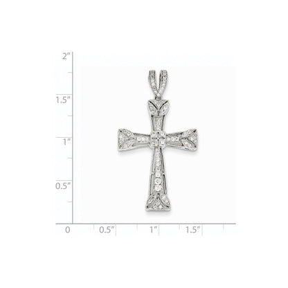 Diamant-Kreuzanhänger mit Filigranmuster aus 14K Weißgold