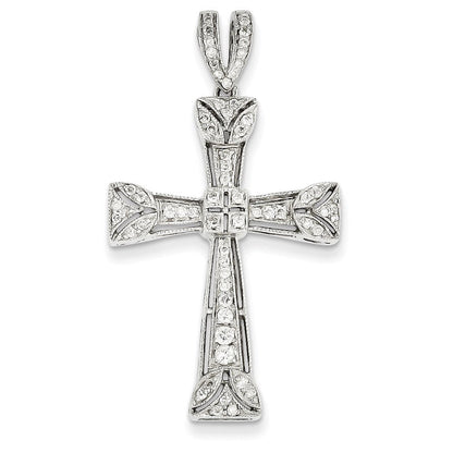 Diamant-Kreuzanhänger mit Filigranmuster aus 14K Weißgold