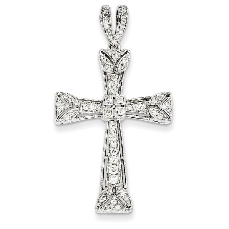 Diamant-Kreuzanhänger mit Filigranmuster aus 14K Weißgold