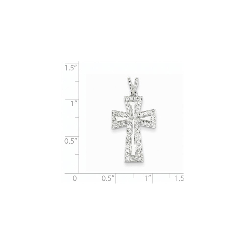14K Weißgold Diamant-Kreuz-Anhänger