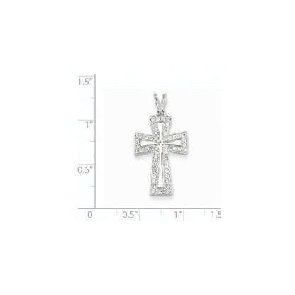 14K Weißgold Diamant-Kreuz-Anhänger