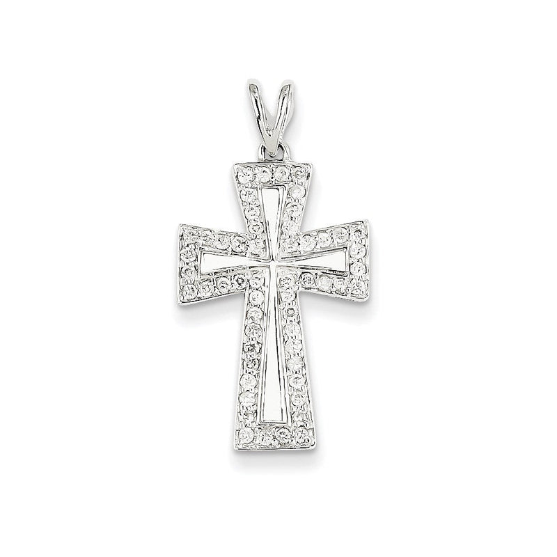14K Weißgold Diamant-Kreuz-Anhänger