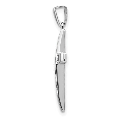 14K Weißgold Saphir-Kreuz-Anhänger