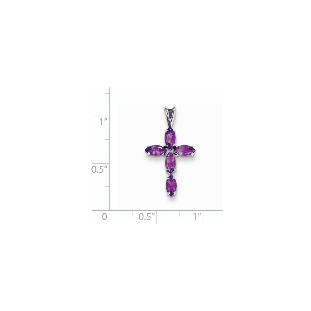 14K Weißgold Amethyst Kreuz-Anhänger