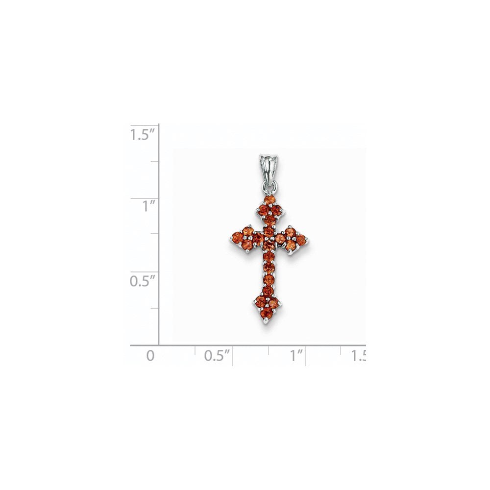 14K Weißgold Granat-Kreuzanhänger