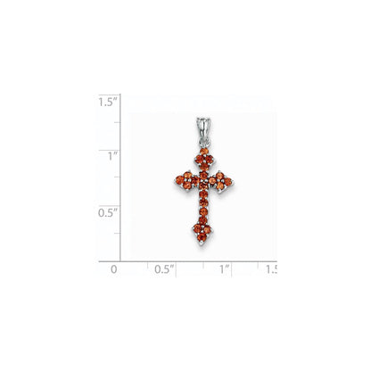 14K Weißgold Granat-Kreuzanhänger