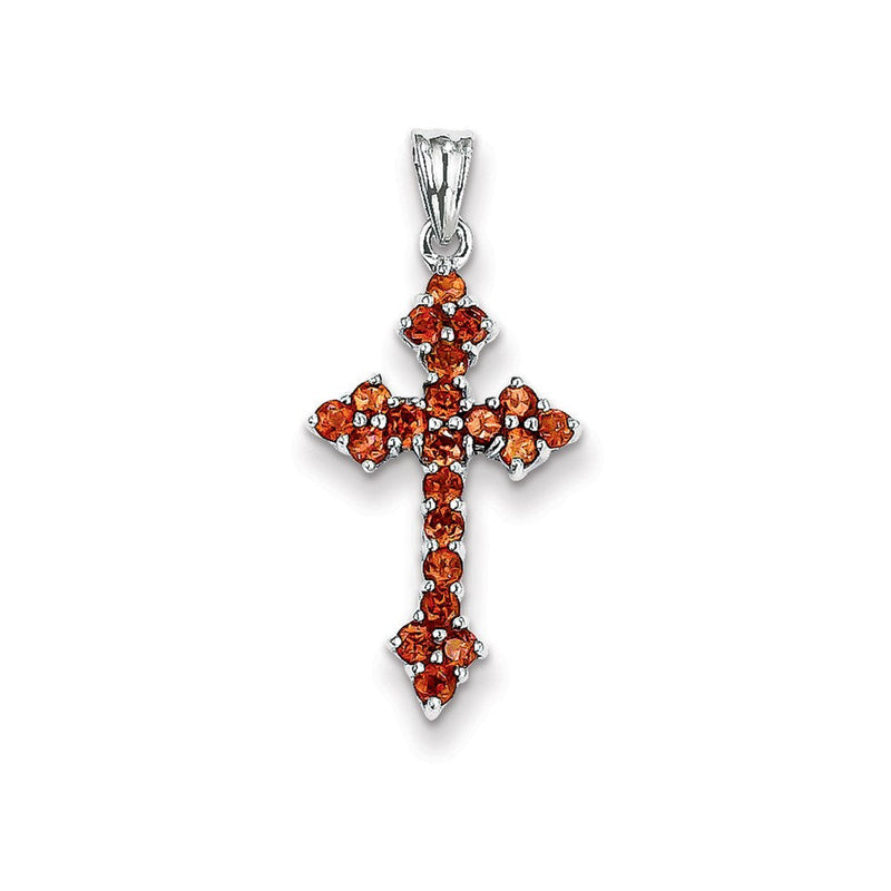 14K Weißgold Granat-Kreuzanhänger