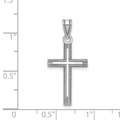 Anhänger mit Kreuz aus massivem 14K Weißgold, lasergraviert