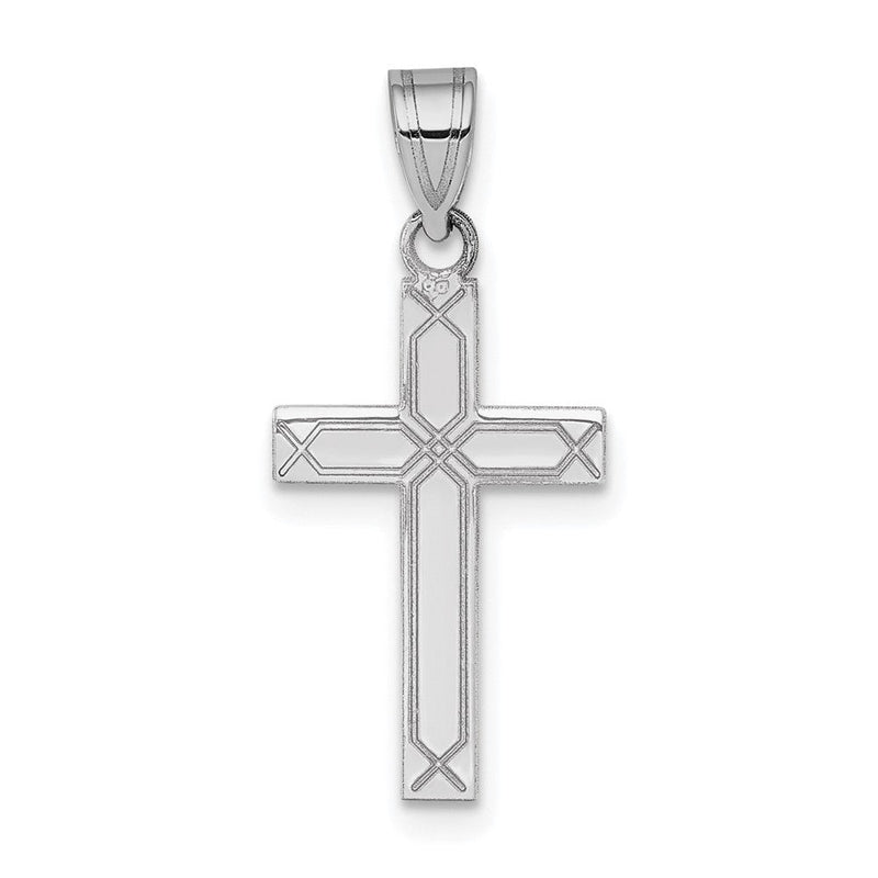 14K Weißgold 14K Weißgold Massiv Lasergraviert Geätzt Kreuz Anhänger