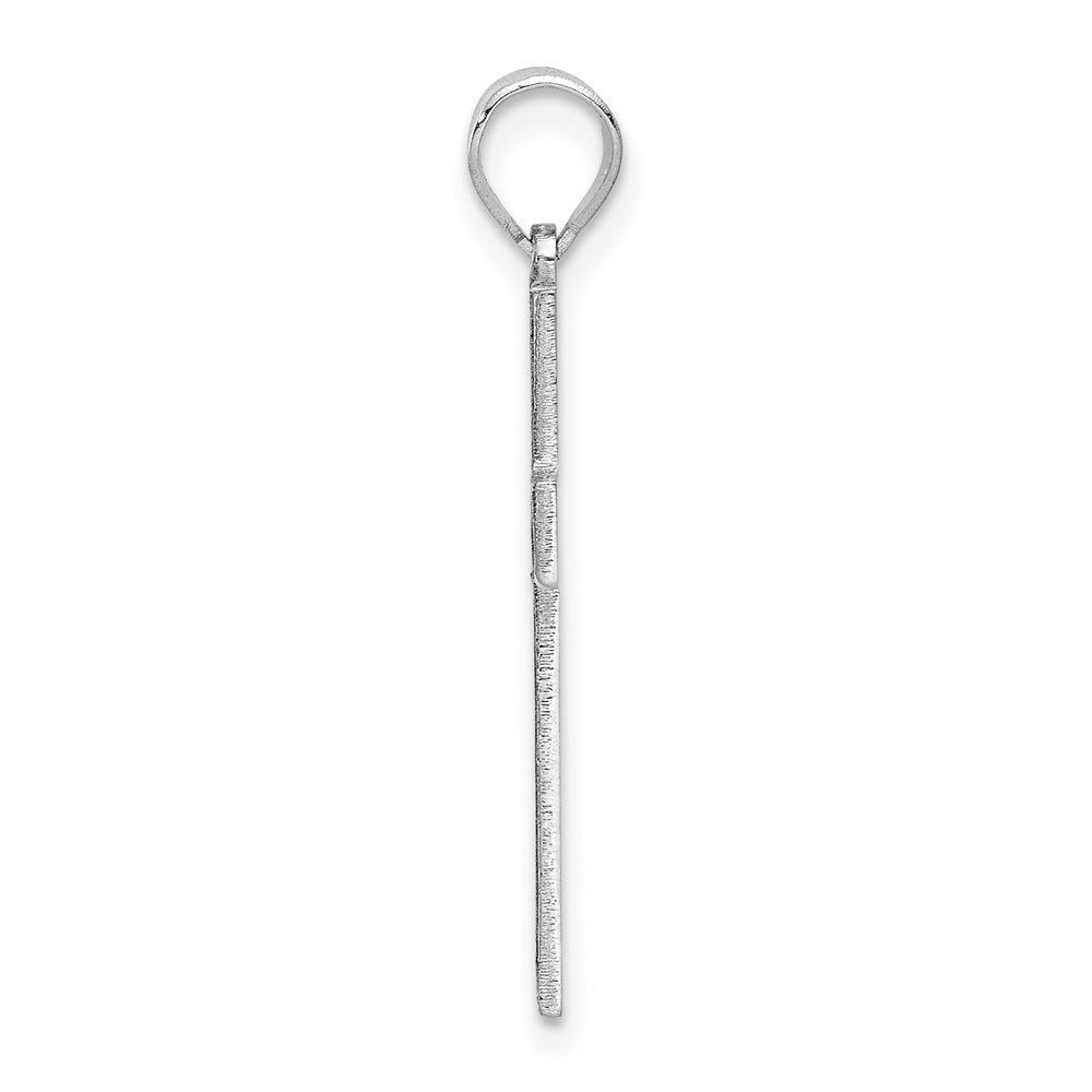 14K Weißgold Massiv Lasergeätzter Kreuz-Anhänger