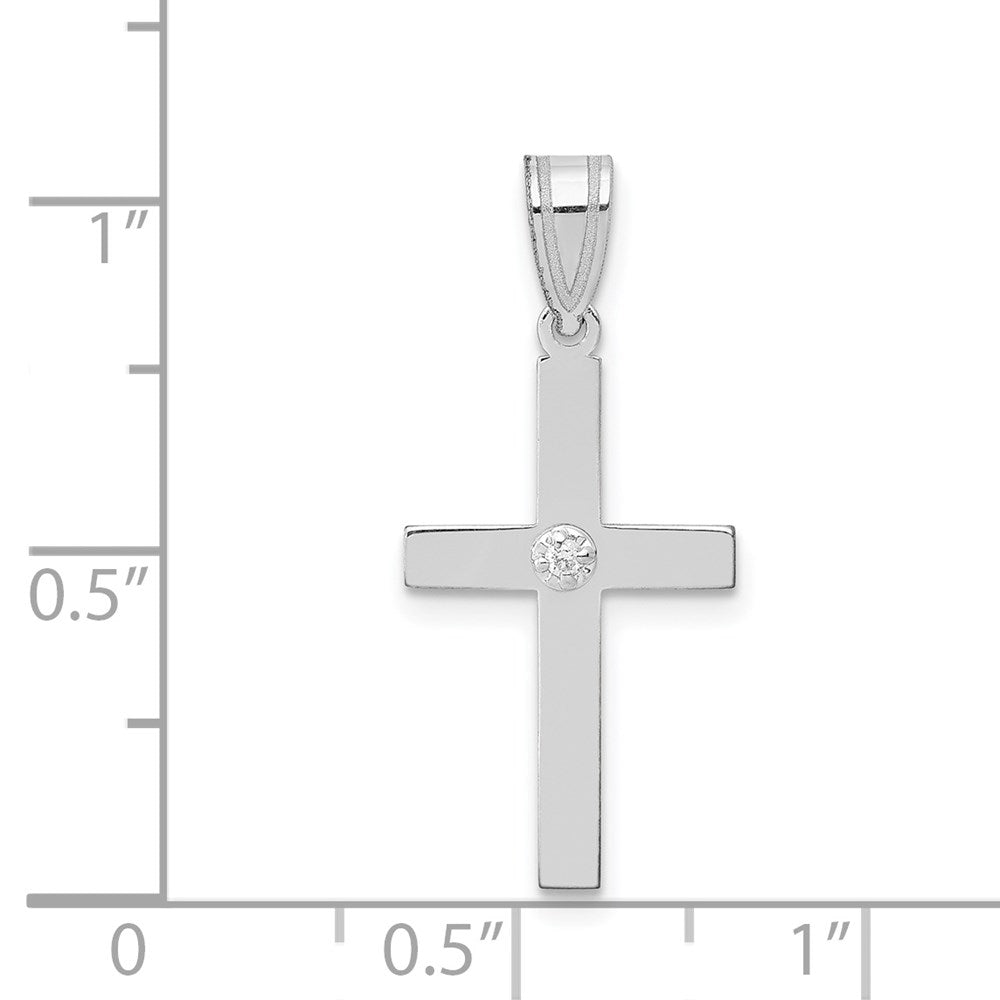 14 Karat Weißgold Diamant-Kreuzanhänger mit 0,01 ct