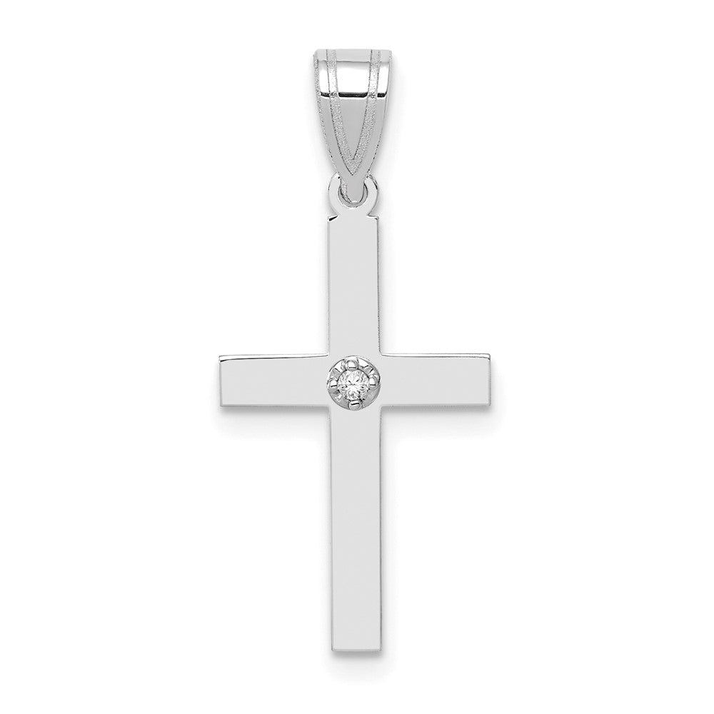 14 Karat Weißgold Diamant-Kreuzanhänger mit 0,01 ct
