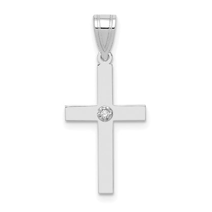 14 Karat Weißgold Diamant-Kreuzanhänger mit 0,01 ct