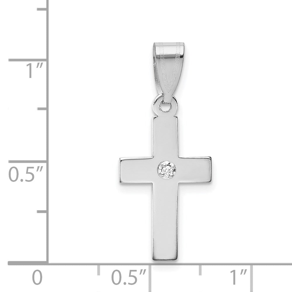 14K Weißgold Diamant-Kreuzanhänger, 0,01 ct