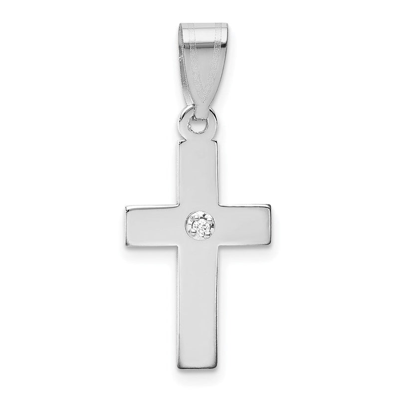 14K Weißgold Diamant-Kreuzanhänger, 0,01 ct