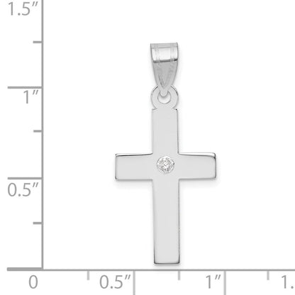 14K Weißgold Diamant-Anhänger Kreuz, 0,02 ct